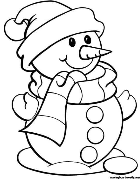 Coloring Page Snowman Full - Drawing Board Weekly