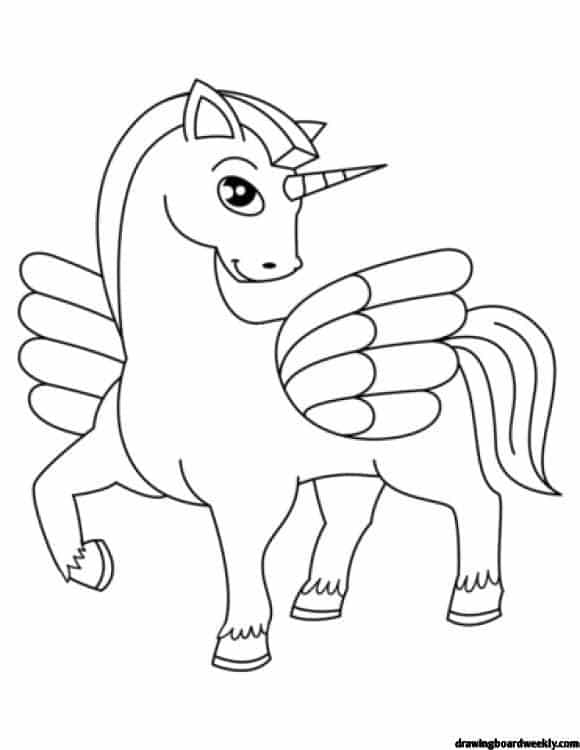 Coloring Page of A Unicorn Full - Drawing Board Weekly