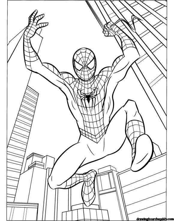Coloring Page Spiderman Printable - Drawing Board Weekly