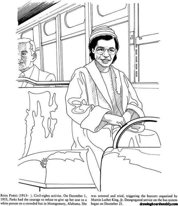Rosa Parks Coloring Page Drawing Board Weekly