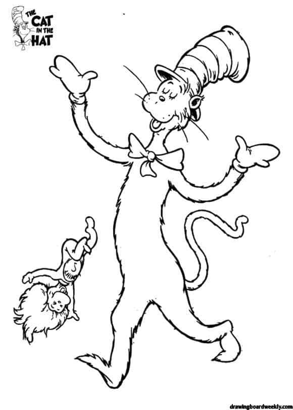 Cat in The Hat Coloring Page - Drawing Board Weekly