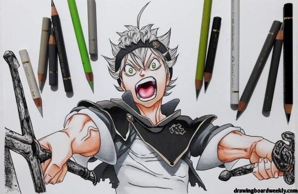 Asta Black Clover Coloring Page - Drawing Board Weekly